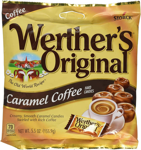 Werther's Original Caramel Coffee Hard Candies - Individually Wrapped Hard Candies for Halloween, Parties,