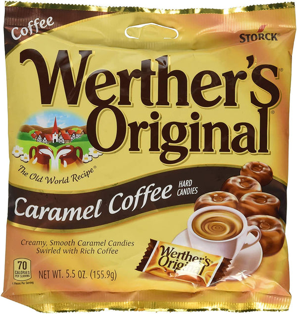 Werther's Original Caramel Coffee Hard Candies - Individually Wrapped Hard Candies for Halloween, Parties,