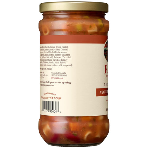 16oz, Rao's Homemade Vegetable Minestrone Soup, Real Vegetables, Traditional Italian Heat and Serve Soup