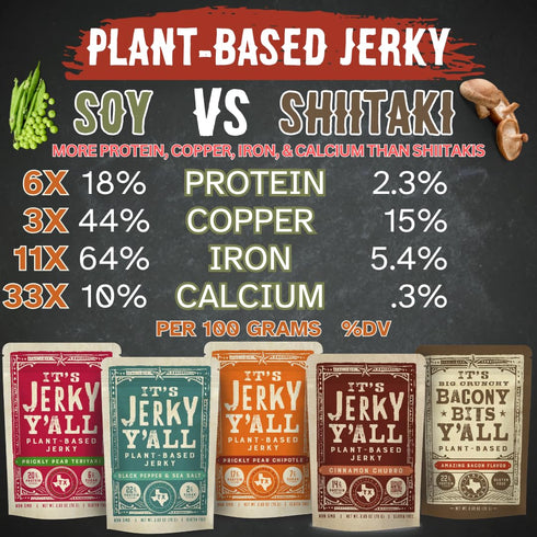 It's Jerky Y'all Vegan Jerky TERIYAKI (2-Pack) - Beyond Tender, Tasty Meatless Snacks, High Protein, Low Carb