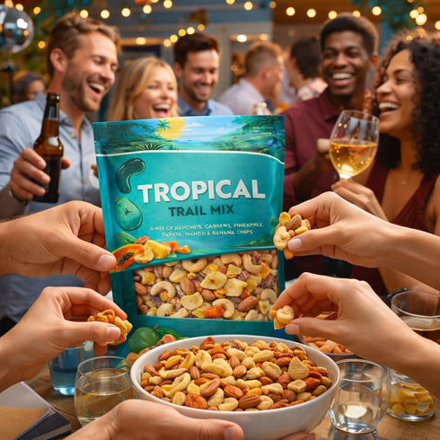 Generic 40 oz Tropical Trail Mix Nuts Dried Fruit Blend Snack Bag Almond Cashew Mango Pineapple Papaya Banana Chips