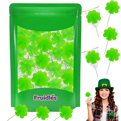 500-Pack 8-Gram (500-Pack) St. Patrick's Day Green Shamrock Lollipops, Individually Wrapped Green Apple Flavor
