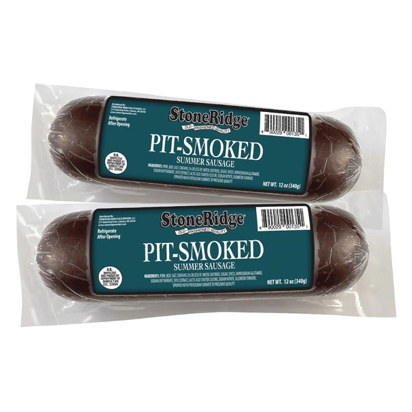 StoneRidge Old Fashioned Summer Sausage, Pit Smoked, 12 oz, 2 Pack