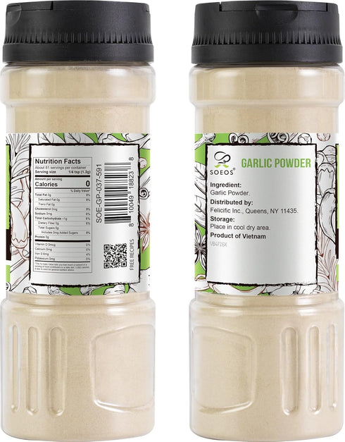 105g (3.7oz), Soeos Garlic Powder, Garlic Powder Seasoning, Additive Free, Non-GMO, Garlic Seasoning for Flavor