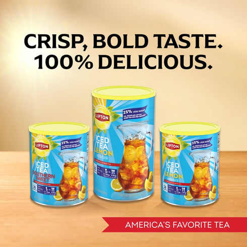10 (Pack 6) Lipton Reduced Sugar Iced Tea Mix, Lemon Flavor, Makes Quarts