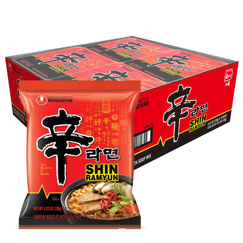 Nongshim Shin Ramyun Noodles, Spicy Korean Signature Instant Ramyun, Rich Beef Flavored