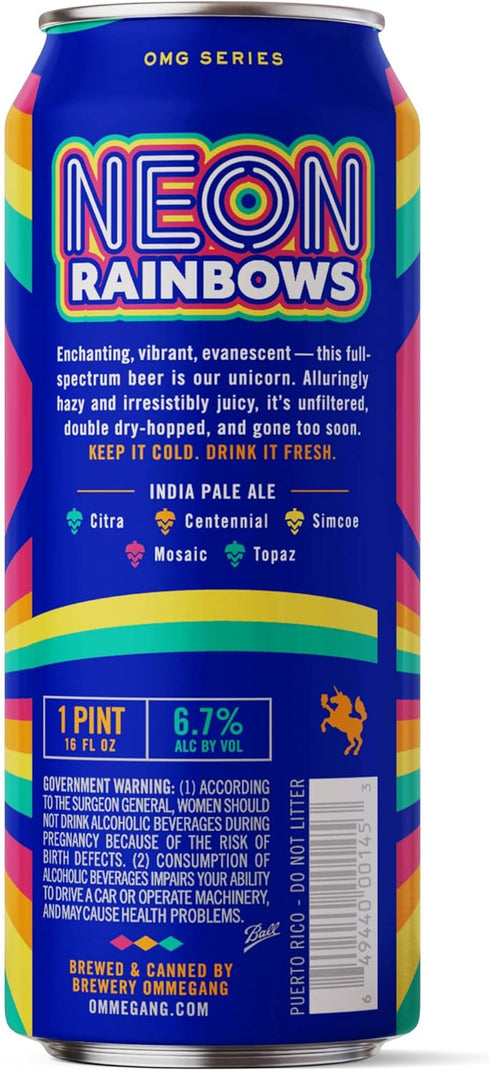 OMMEGANG 4pk 16 Neon Rainbows IPA Cans, FZ