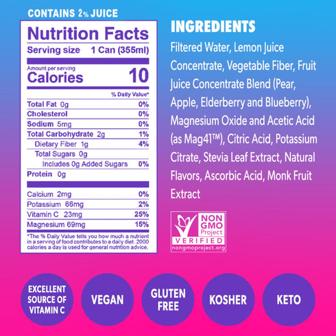 12 oz (12 Pack) Swoon Swoonberry Lemonade Zero Sugar Lemonade Drink with Magnesium, Sugar Free Berry Flavor, Low
