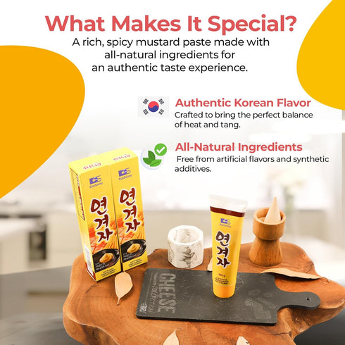 7.06oz(2pack) DANSOONY Hot Spicy Korean Yellow Mustard Sauce, Premium Tube Paste