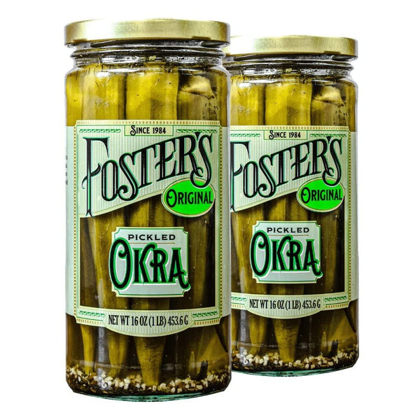 Foster's Pickled Okra in Jar, Original, 16oz, 2 Pack, Traditional Pickled Vegetables