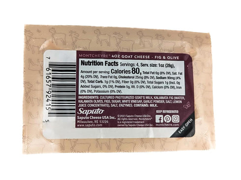 Generic 4 oz (Pack 4) Goat Milk Cheese Fig & Olive Chevre