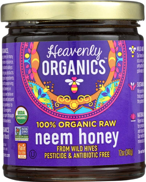 Heavenly Organics Raw Neem Honey, 100% Organic | Wild Forest Honey from