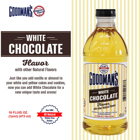 (16oz Goodman's White Chocolate Flavor - Gluten-Free, Non-GMO, Kosher - For Keto and Plant-Based Recipes - Ideal