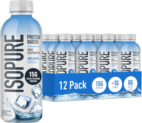 Isopure Clear Protein Water with Electrolytes, 15g Whey Protein Isolate, Zero Sugar,