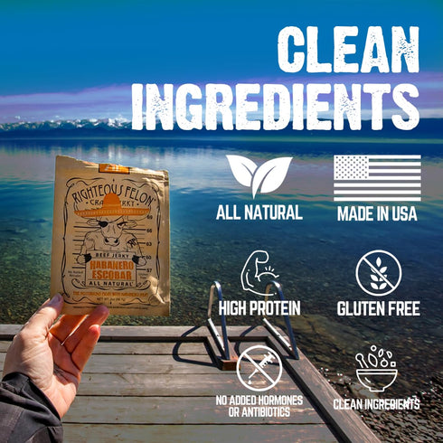 2 Pack 3 Righteous Felon Beef Jerky - Habanero Escobar Flavor - All-Natural - Locally Sourced & Dried Beef Jerky