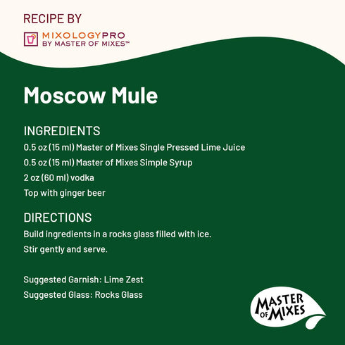 375 ML (12.7 Oz) Master of Mixes Cocktail Essentials Single Pressed Lime Juice, Bottle Fl