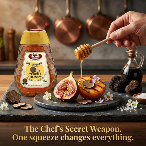 8.8 oz (250 Alma Gourmet Italian Acacia Truffle Honey Acacia Honey With Real Black Truffle Slices Imported From Italy