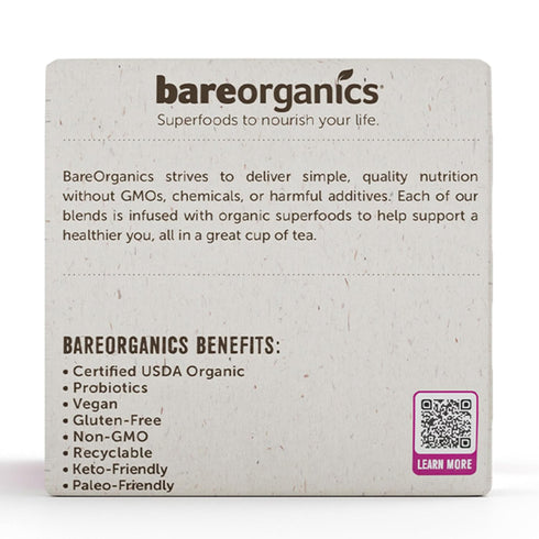 BareOrganics Radiant Tea Pods with Superfoods & Probiotics, USDA Organic, Vegan, Non-GMO, 10ct