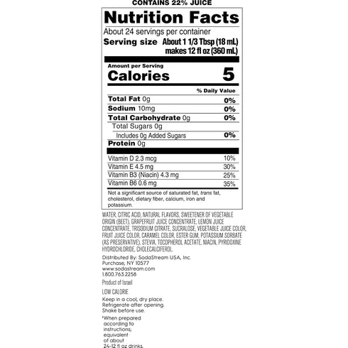 14.8 Oz (Pack 4) SodaStream Pink Grapefruit Zero Calorie, Fl