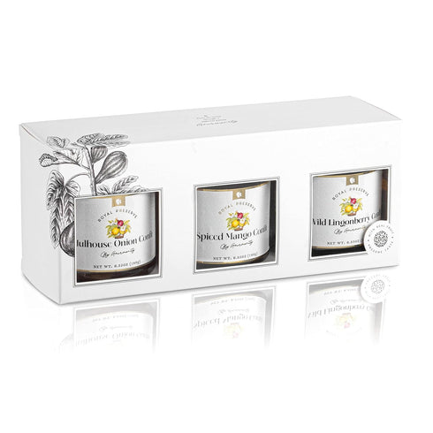 Set, 6.35oz (Pack 3) Gourmanity Savory Jam Gift Full Repertoire of Royal Preserve Confits, Onion Jam, Lingonberry Jam