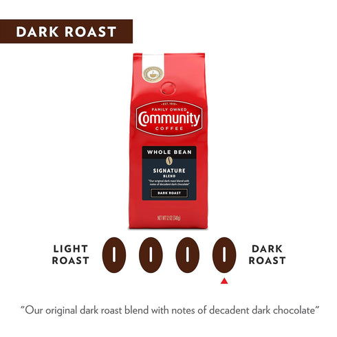Community 12 oz (Pack 1) Coffee Signature Blend Whole Bean Coffee, Dark Roast, Bag