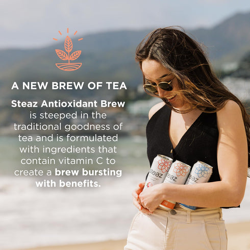 (12 Pack) 65mg 90 12 16 oz (473mL) Steaz - Organic Green Tea - Superfruit - Antioxidant Brew - Natural Caffeine
