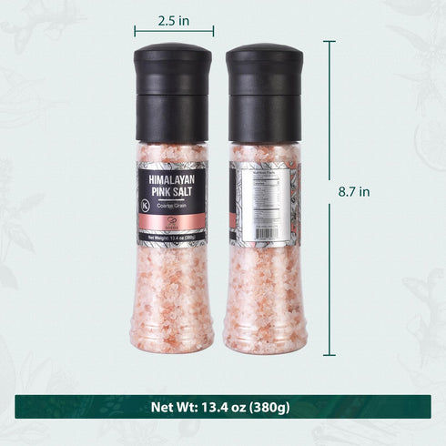 Set, 13.4 Oz (380g), Set (Pack 1) Soeos Salt Grinder Himalayan Pink Salt, Coarse Grain, Salt for Grinder Refill