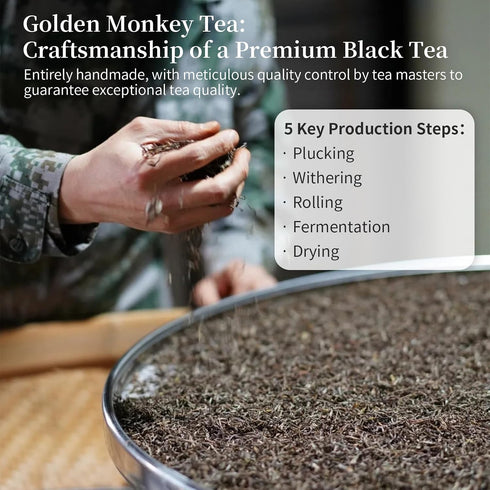 5.29oz/150g Yuexi Golden Monkey Tea Loose Leaf Jin Jun Mei Black Tea Loose Leaf Chinese Grade AAA Fujian Wuyi Mountain