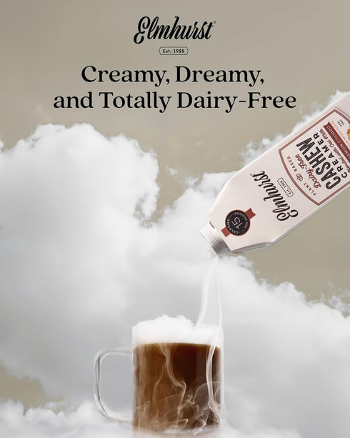 1925 25.4 (Pack 6) Elmhurst Cinnamon Churro Cashew Creamer - Dairy-Free, Vegan, Kosher, Low Sugar, Shelf Stable Creamer