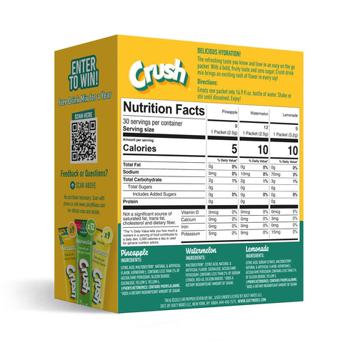 30 Count Pack Crush Variety (Pineapple, Watermelon, Lemonade)