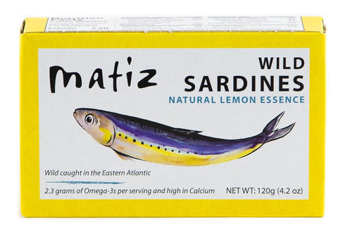 Matiz Sardines with Lemon, Packed in Olive Oil, 4.2 oz/120g Tin