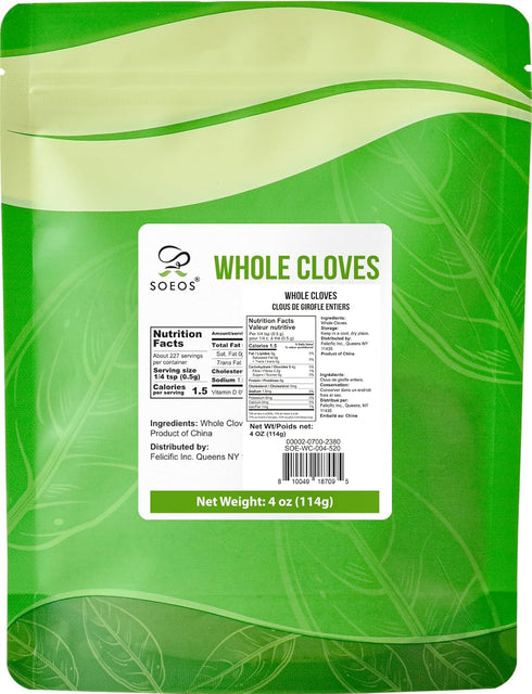 4 oz, Soeos Whole Cloves Gluten Free, Non GMO, Kosher, Fresh Hand Picked Cloves, Great for Food and Tea