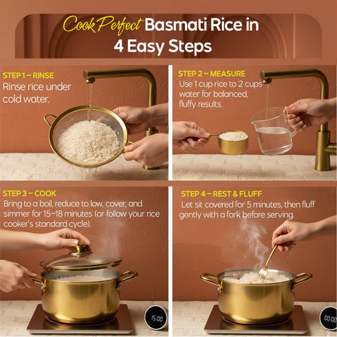 10 lb 4.5kg Golden Crown Indian White Basmati Rice - Naturally Aged - Gluten Free, Rich Aroma, Non Sticky & Extra Long