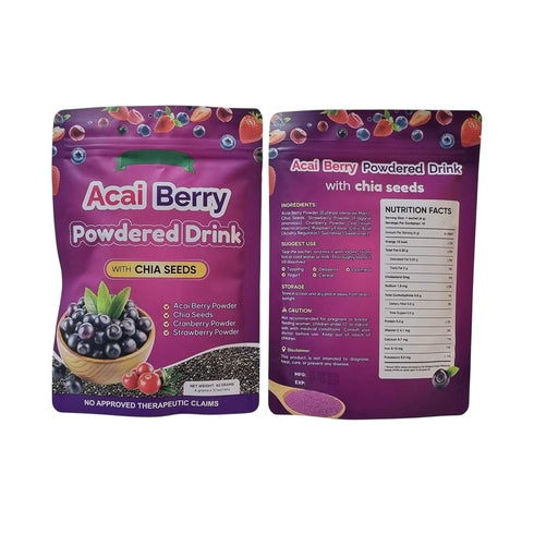 Generic 3 Packs (28g pack) Acai Berry Powdered Drink with Chia Seeds Super Berry Blend with Acai, Cranberry