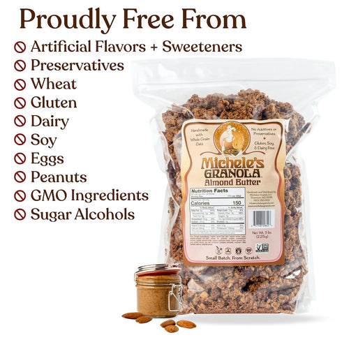 80oz Michele's Granola Almond Butter, Handmade, Whole Grain, Vegan, Gluten-Free & Non-GMO, Resealable Bulk Bag
