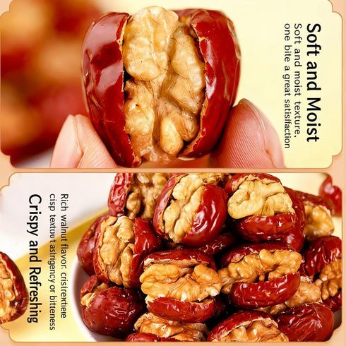 17.6 oz (500g),Only Jujube Dates with Walnuts jujubes and walnuts - Natural Chinese Red Date Snack, Healthy Jujube