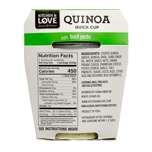 6-Pack Kitchen & Love Basil Pesto Quinoa Quick Meal | Gluten-Free, Ready-to-Eat, No Refrigeration Required