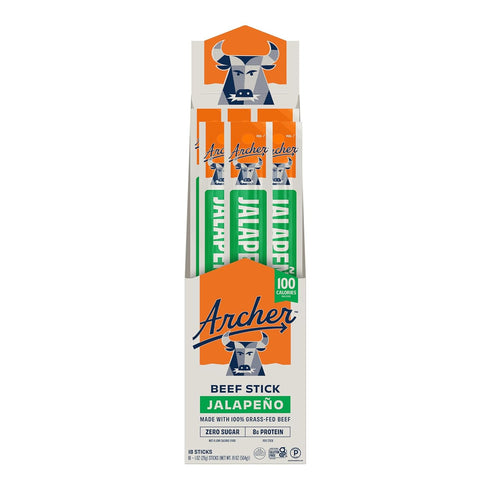 Archer Jerky Beef Jerky Sticks Jalapeno - Grass Fed Beef Sticks Individually