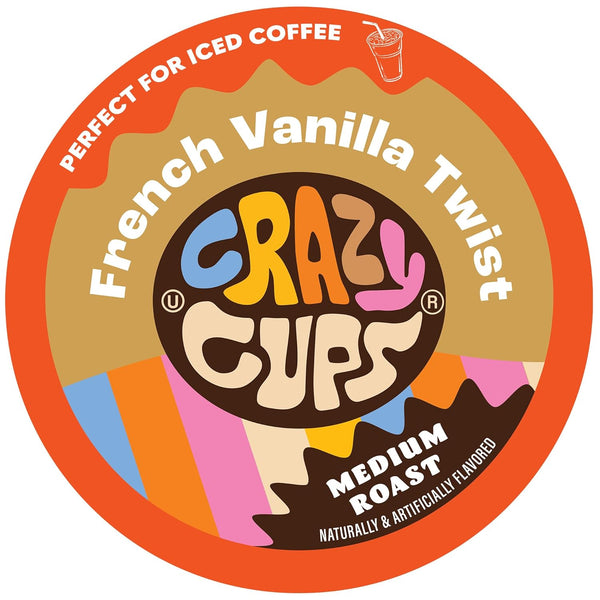 Crazy Cups Flavored Coffee Pods, French Vanilla Twist, 22 Count - Single Serve K Cups for Keurig Machines