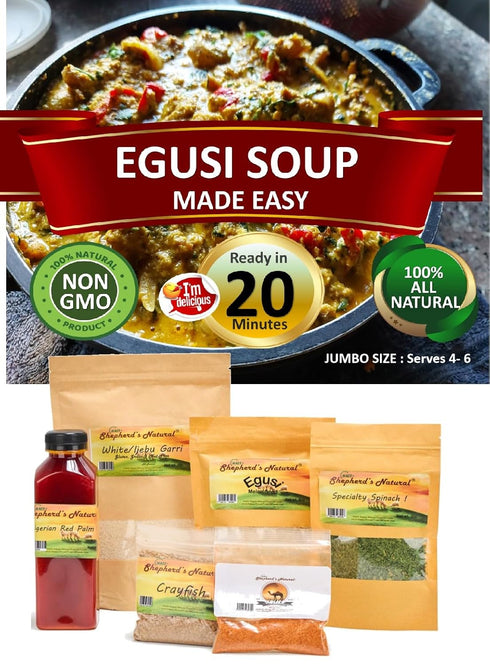 EGUSI SOUP MADE EASY (With Ijebu Garri), 2.66LB JUMBO SIZE - Get