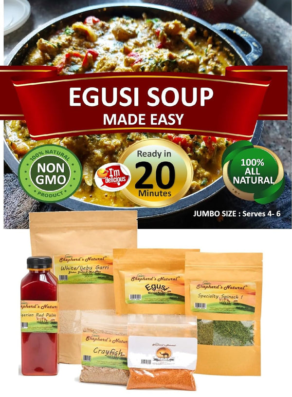 EGUSI SOUP MADE EASY (With Ijebu Garri), 2.66LB JUMBO SIZE - Get