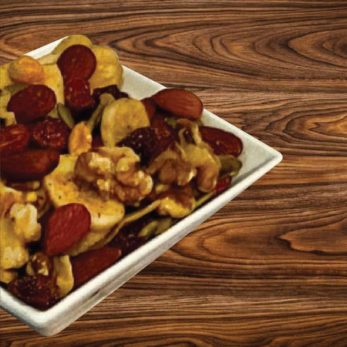 (15.5oz Germack - High Energy Trail Mix - Walnuts, Almonds, Cranberries, Peanuts, Banana Chips and Pepitas - Roasted
