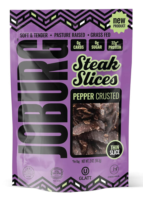 JOBURG PEPPER CRUSTED FLAVOR Steak Slices Biltong Meat Snack Kosher Halal (2OZ,