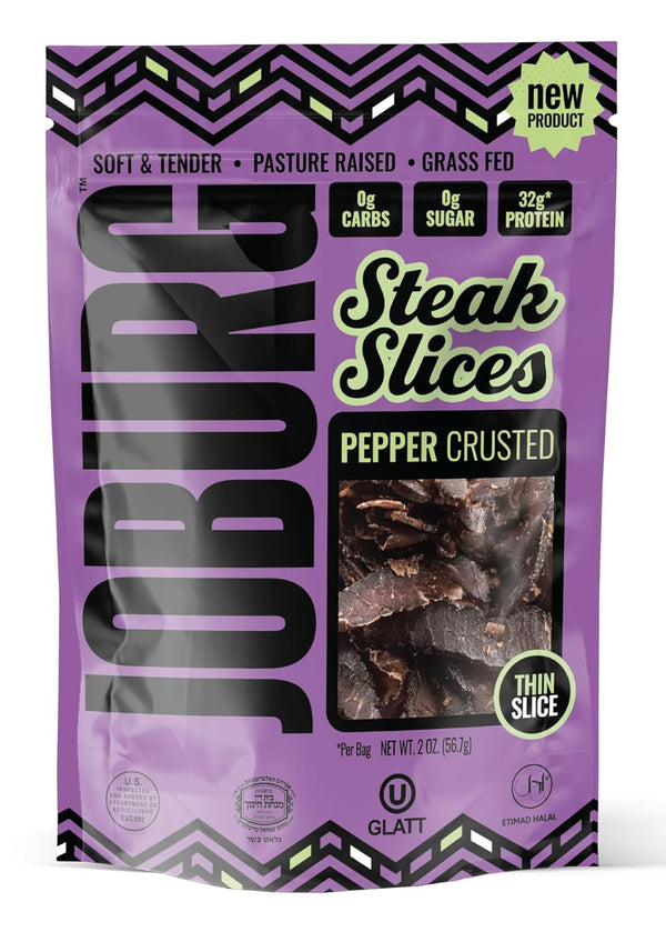 JOBURG PEPPER CRUSTED FLAVOR Steak Slices Biltong Meat Snack Kosher Halal (2OZ,