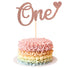 Unimall Letter 'One' Heart Cake Topper for 1st Birthday, Rose Gold Glitter Cake Decorating Supplies