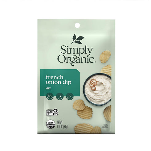 Simply Organic French Onion Dip, Certified Organic, Gluten-Free, 1.1 oz, Pack of 4