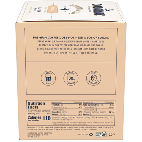 9 Oz, 4 Pack La Colombe, Latte Draft Vanilla, Fl
