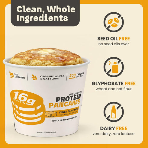12 Pack 16g Beef Cakes Beef Collagen Protein Breakfast Instant Protein Diner Pancakes with Protein, Beef Collagen, Seed