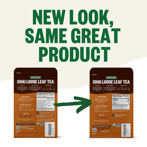 16 Packaging (Pack 1) FGO Organic Chai Tea, Ounce Loose Leaf Bulk Resealable Bag, May Vary