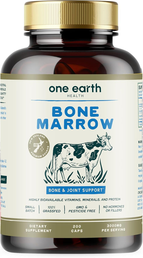 One Earth Health Grass Fed Beef Bone Marrow Supplement (200 Count) Bone,